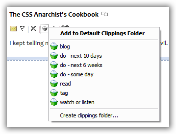 'Selecting a Clippings Folders'